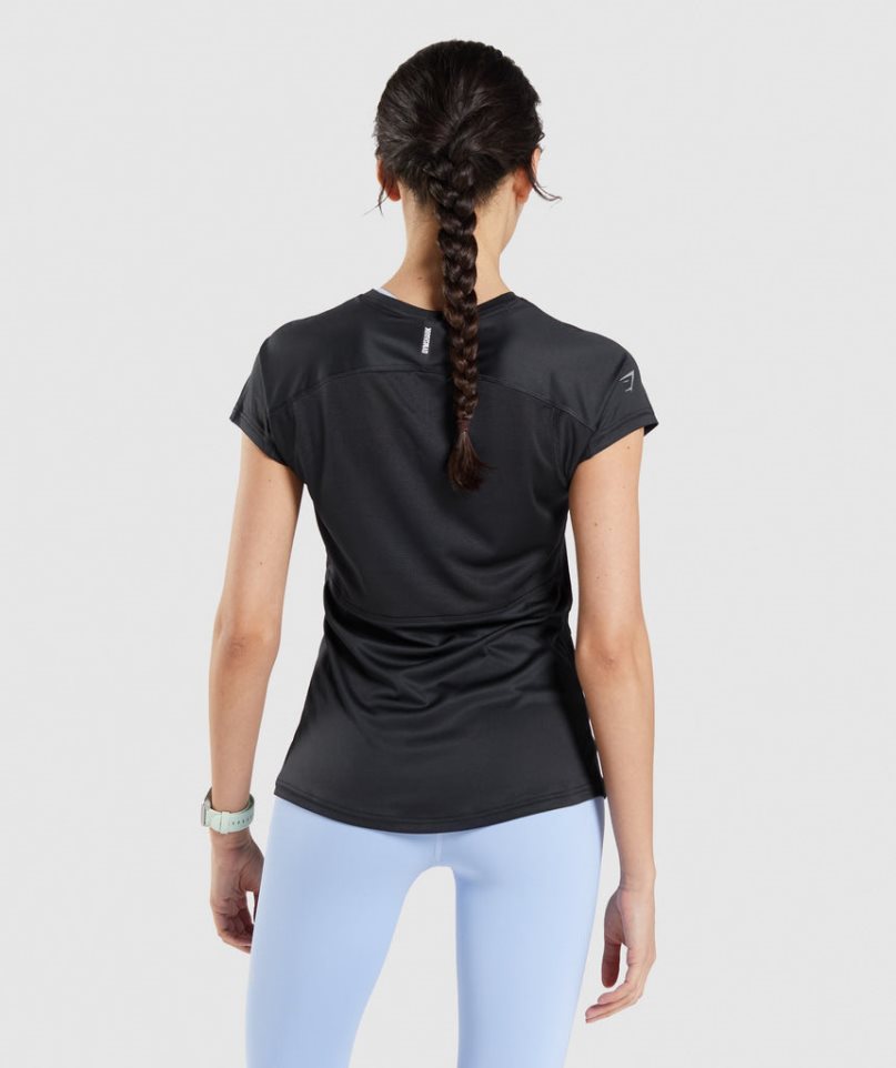 Women's Gymshark Speed T-Shirts Black | CA 78516D